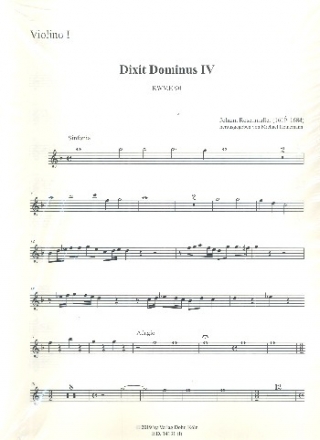 Dixit Dominus IV RWV.E90 fr 2 gem Chre und Orchester Stimmensatz (Streicher 3-3-2-2-3)