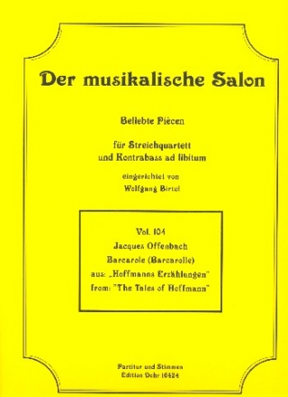 Barcarole fr Streichquartett und Kontrabass ad lib Partitur und Stimmen