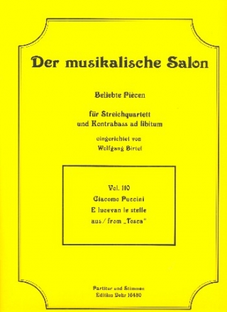 E lucevan le stelle fr Streichquartett und Kontrabass ad lib Partitur und Stimmen