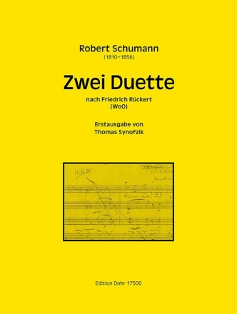 2 Duette nach Friedrich Rckert WoO fr 2 Stimmen (SA/ST) und Klavier Partitur