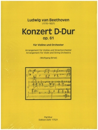 Konzert D-Dur op.61 fr Violine und Orchester Partitur