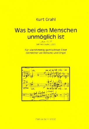 Was bei den Menschen unmglich ist fr gem Chor und Orgel (Streicher) Partitur