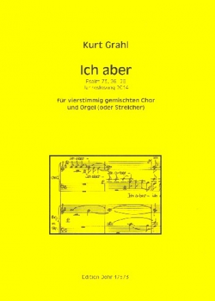 Ich aber fr gem Chor und Orgel (Streichquartett) Partitur