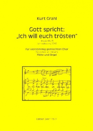 Gott spricht Ich will euch trsten fr gem Chor, Flte und Orgel (Streicher ad lib) Partitur