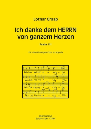 Ich danke dem Herrn von ganzem Herzen fr gem Chor a cppella Partitur