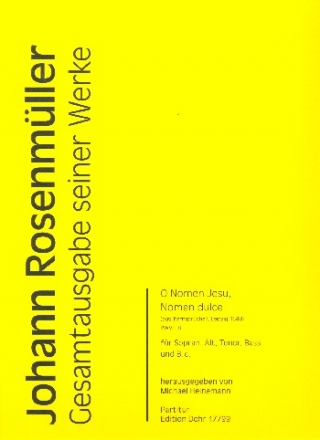 O Nomen Jesu Nomen dulce RWV.E8 fr Sopran, Alt, Tenor, Bass und Bc Partitur