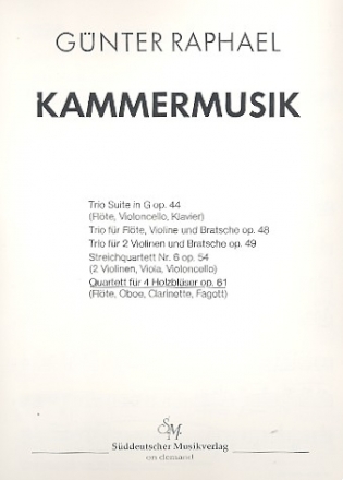 Quartett op.61 fr Flte, Oboe, Klarinette und Fagott Stimmen