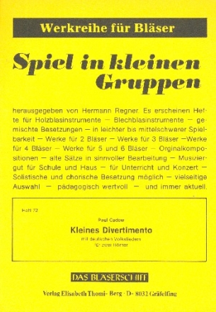 Kleines Divertimento mit deutschen Volksliedern fr 2 Hrner (Flgelhrner/Tenorhrner) 2 Spielpartituren