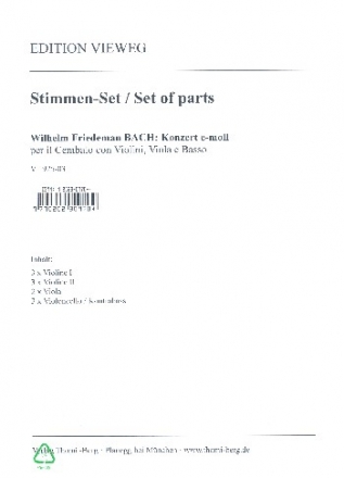Konzert e-Moll fr Cembalo und Streichorchester Stimmensatz (3-3-2-3)