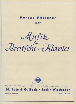 Musik fr Bratsche und Klavier op. 27 Viola und Klavier