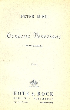 Concerto Veneziano Orchester Studienpartitur