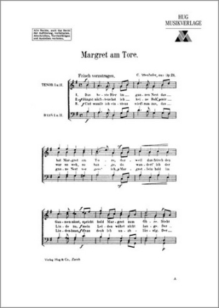 Margret am Tore aus op.21 fr Mnnerchor (TTBB) a cappella Partitur