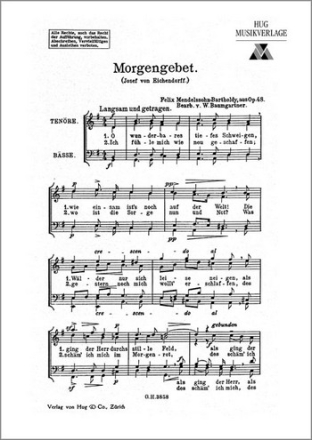 Morgengebet fr Mnnerchor a cappella Chorpartitur