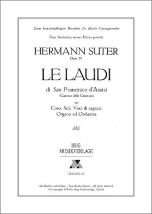 Le Laudi op 25 di San Francesco d'Assissi per coro misto, soli, voci die ragazzi, organo, orchestra alti