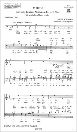 Non nobis domine fr gem Chor a cappella (oder mit Orgel) Partitur (dt/la)