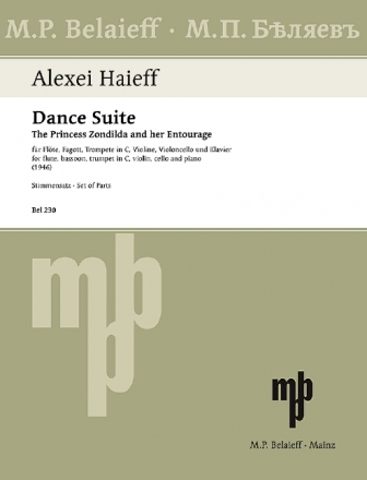 Haieff, Alexej Dance Suite fr Flte, Fagott, Trompete in C, Violine, Violoncello und Klavier Stimmensatz