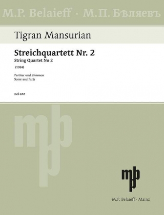 BEL672  Streichquartett Nr.2 fr Streichquartett Partitur und Stimmen