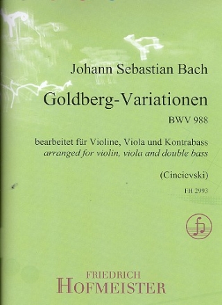 Goldberg-Variationen BWV988 fr Violine, Viola und Kontrabass Partitur und Stimmen