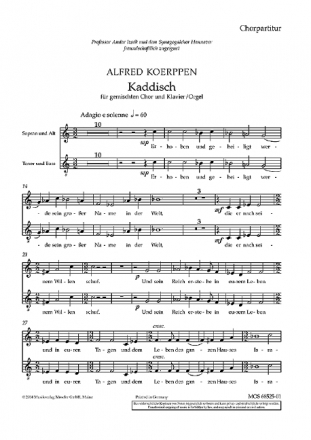 Koerppen, Alfred, Kaddisch 1-2 stimmiger gemischter Chor Chorpartitur