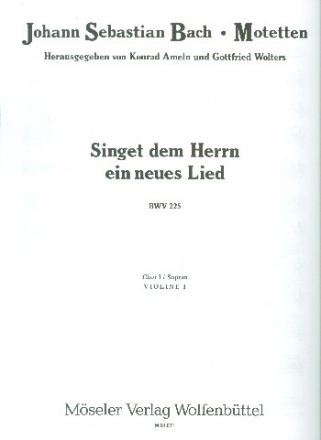 Singet dem Herrn ein neues Lied BWV 225 fr gem Chor und Bc (Instrumente ad lib) Stimmensatz (Streicher 1-1-1-1)