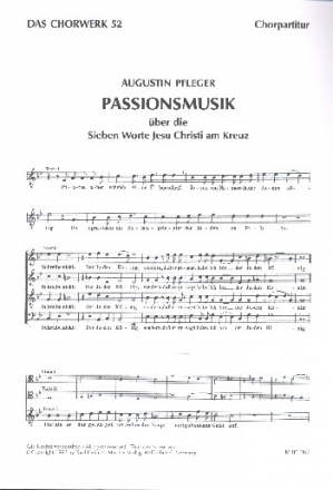 Passionsmusik fr Soli (SATB), Chor, Streicher und Bc Chorpartitur