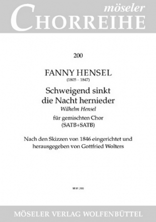 Hensel, Fanny Schweigend sinkt die Nacht hernieder gemischter Chor (SATB/SATB) Chorpartitur