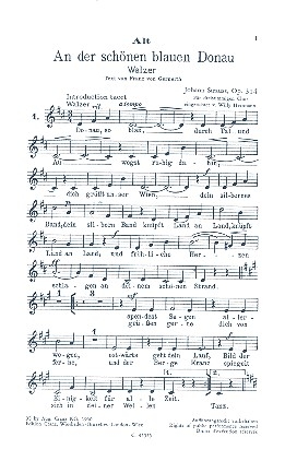 An der schnen blauen Donau op.314 fr Frauenchor und Klavier Alt