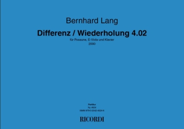 Bernhard Lang, Differenz / Wiederholung 4.02 Contemporary Small Ensemble Partitur-Set