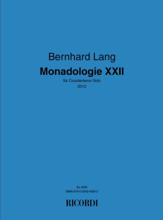 Bernhard Lang, Monadologie XXII Countertenor Buch