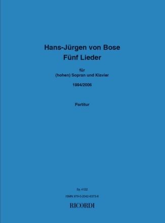 Hans-Jrgen von Bose, 5 Lieder Vocal Buch