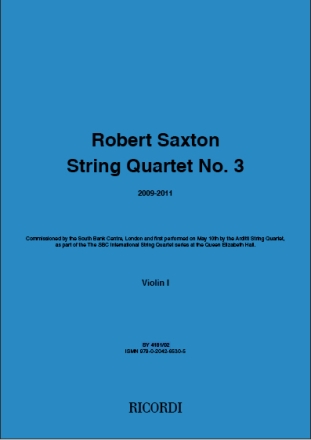 Robert Saxton, String Quartet No. 3 Streichquartett Stimmen-Set