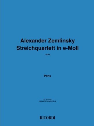 Alexander von Zemlinsky, Streichquartett E-Moll 2 Violins, Viola and Cello Stimmen-Set