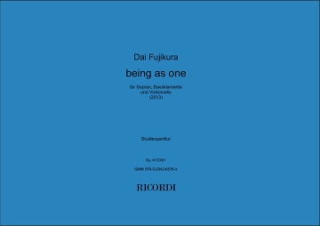 SY4110-01 Dai Fujikura, Being as one fr Sopran, Bassklarinette und Violoncello Partitur