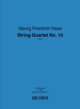 Haas, String Quartet No. 10 2 Violins, Viola and Cello Partitur