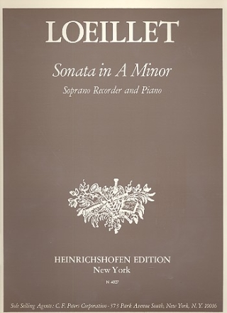 Sonata in a Minor  for soprano recorder and piano