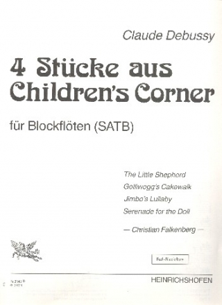 4 Stcke aus Children's Corner fr 4 Blockflten (SATB) Bassblockflte