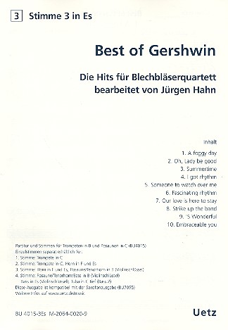 Best of Gershwin fr 4 Blechblser (Ensemble) 3. Stimme in Es (Horn)