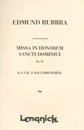 Missa in honorem Sancti Dominici op.66 for mixed chorus a cappella score