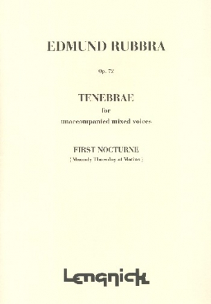 Tenebrae op.72 for miexed voices unaccompanied score