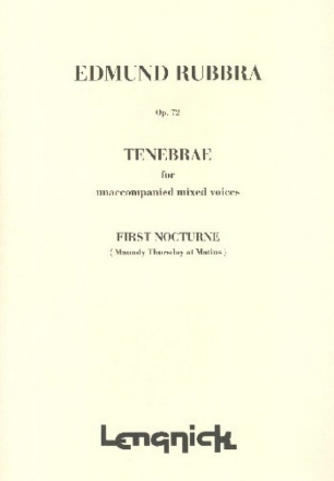 Tenebrae op. 72 3d Nocturne for unaccompanied mixed voices score (la)