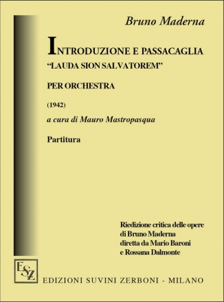 Introduzione E Passacaglia Chamber Orchestra Partitur