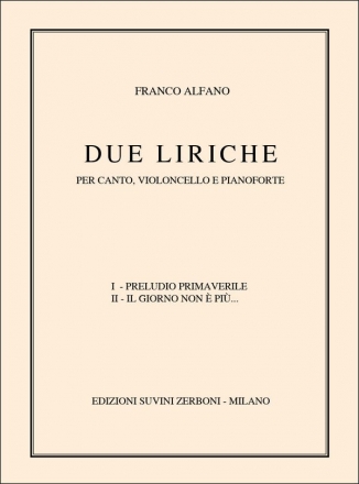 Alfano Franco, Due liriche Vocal, Cello and Piano Buch + Einzelstimme