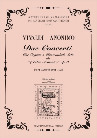 Vivaldi, Antonio Concerti da 'L'Estro Armonico' op 3 n. 5 e op. 3 n. 7 per organo solo.