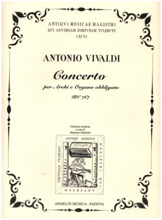 Concerto RV767 per archi e organo ad lib partitura e parti