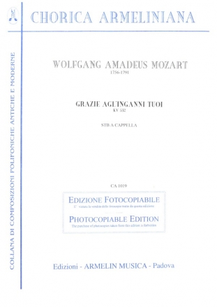 Grazie agl'inganni tuoi KV532 per coro misto (STB) a cappella partitura