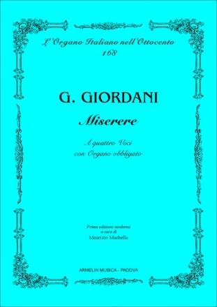 Giordani, Giuseppe Miserere per 4 Voci (SATB) e Organo Obbligato