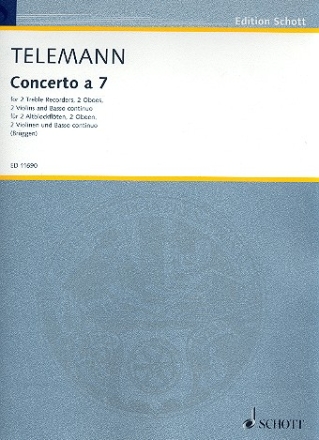 Concerto  7 fr 2 Altblockflten, 2 Oboen, 2 Violinen und Bc Partitur und Stimmen