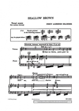 Shallow Brown fr Mnnerchor (Bar) und Klavier Partitur