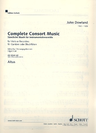 Complete Consort Music for 5 viols (recorders) (SATBB) and Bc altus (treble clef)