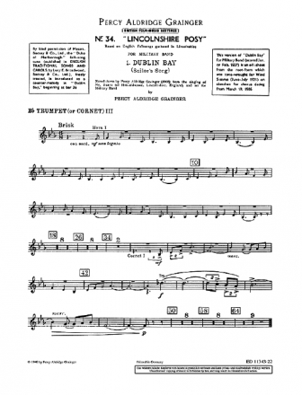 Lincolnshire Posy fr Blasorchester Einzelstimme Trompete III in B